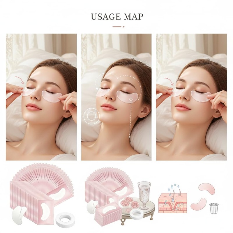 Eye Gel Pads, 50 Pairs Lint Free Patches with Under