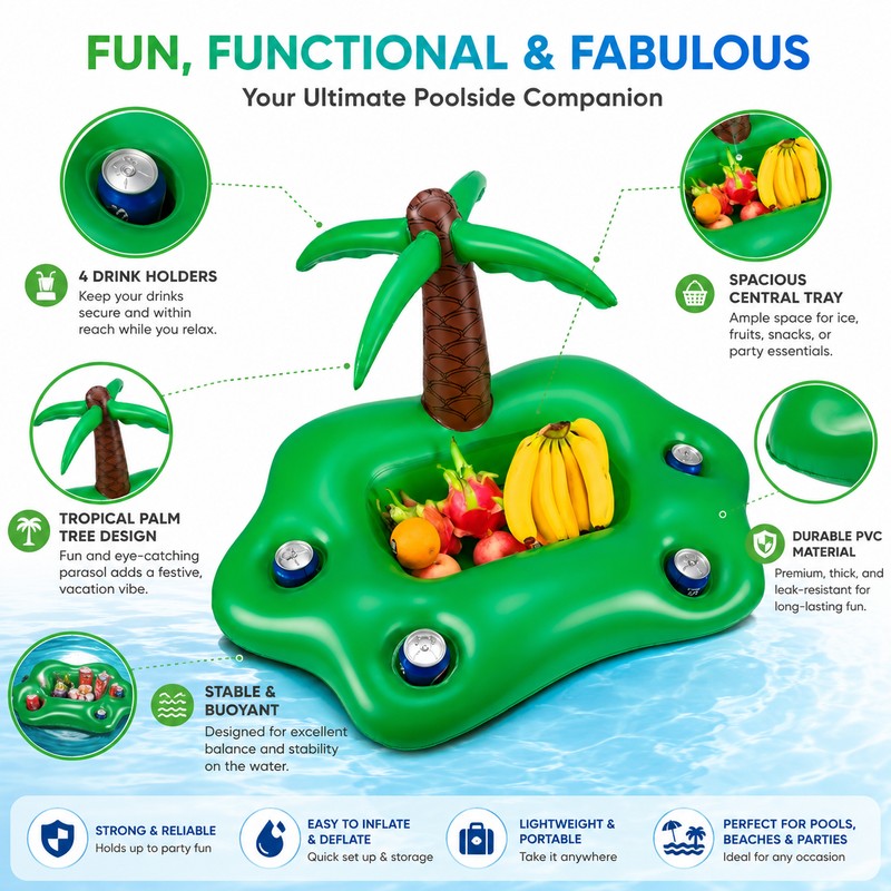 Inflatable Pool Drink Holder for Summer Parties – Rainbow Ice