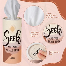 Outus 12 Pack Christian Car Tissues Cylinder Holder with Facial Tissue Bulk Round Bible Verses Napkins Container for Car Home Travel Prayer Church Gifts, 6 Designs