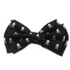 Black Crossbone Skull Bow Tie Pre Tied Plastic Clip