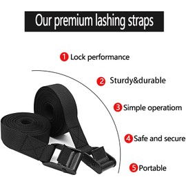 Rosemarie Cam Buckle Tie Down Straps, Heavy Duty Lashing Straps Secure Straps Cinch Ratchet Straps with Zinc Alloy Lock Buckle up to 700 lbs for Cargo, Luggage, Kayak,Truck Pack of 4Pcs (1" x 6.5Ft)