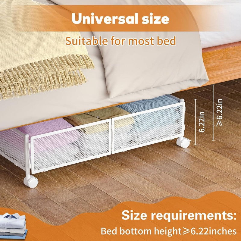 ABCASTER Under Bed Storage with Wheels, Rolling Under Bed Storage