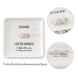 HOME SMILE Sloth Jewelry Dish Tray-Birthday Mother's Day Gifts for Mom-Mom I Love You Sloth Much,Cute Small Sloth Unique Presents for Mama Bonus Step Mothers Stocking Stuffers from Daughter