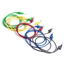 5pcs Multimeter Test Leads Set, 4mm Double Ended Banana Plug Test Leads with 10pcs Crocodile Clips, Pluggable Soft Test Cabels Length of 1M for Multimeter