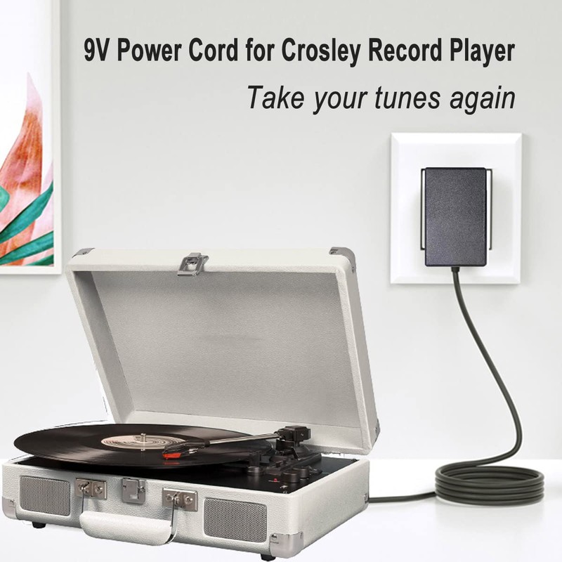 AC Adapter DC 9V Record Player Power Cord for Crosley