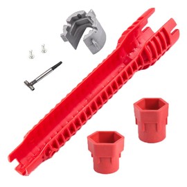Changyeah 8-in-1Multifunctional Sink Wrench Double Faucet Socket Tool, Faucet Wrench, Sink Mounting Wrench,Plumbing Socket Wrench Used for Kitchen Plumbing, Toilet Bowl, Bathroom, Pipelines, Sink(red)