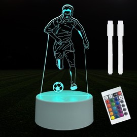 LELYFIT 3D Lamp Football Night Light with Remote Control, 16 Colour Changing Touch Switch Table Desk Decoration Lamps, a Gift for Family, Friends and Children