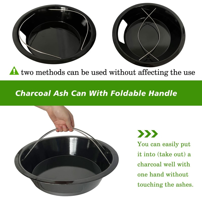 KAMaster Ash Can with Handle for XLarge Big Green Egg,Charcoal