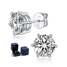 MomentWish 0.6ct Solitaire Moissanite Stud Earrings for Women D-VVS1 Sterling Silver Diamond 925​​