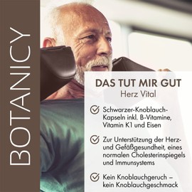 BOTANICY Herz Vital - High Dose Garlic Capsules, ABG10+ Black Garlic Extract, Best Bioavailability, for Heart and Vessels (60 Capsules, Monthly Pack)