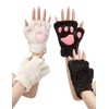 OTPEH 2 Pairs Cat Paw Gloves Fingerless Furry Cat Costume