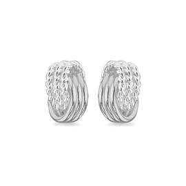 Tuscany Silver Women's Sterling Silver Textured and Polished Knot Stud Earrings