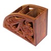 ITOS365 Wooden Floral Carved Remote Control Rack Stand Holder Storage