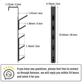 niffgaff 10 Hook Over The Door Hooks, Vertical Over The Door Towel Rack, Over Door Hook, Over The Door Hanger, for Towel and Clothes Hangers, Black, 2 Pack, 10.43"