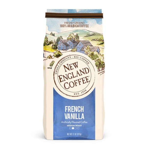 New England Coffee French Vanilla Medium Roast Ground Coffee 11 oz. Bag