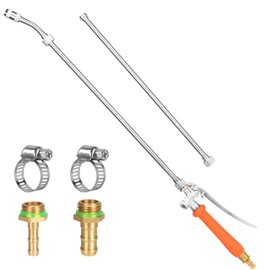 All Metal 44 Inches Replacement Sprayer Wand, 1/4" & 3/8" Brass Barb Sprayer Wand Replacement Built-in Shut Valve Stainless Steel Sprayer Wand. (All Metal Sprayer Wand)