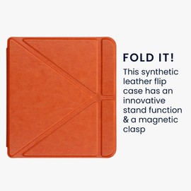 kwmobile Origami Case Compatible with Kobo Libra 2 Case - Slim PU Leather Cover with Stand - Orange