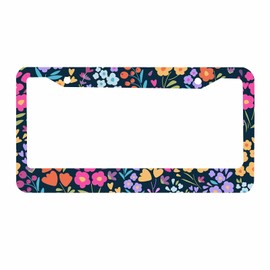 Nicokee Floral Decorative License Plate Frame Unique Retro Flower Design Car Tag Frame Aluminum Auto License Plate Holder for Men Women