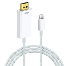 DERSUR Lightning to HDMI Cable 13.2FT Phone to HDMI Adapter 1080P HD with Digital AV Sync iOS Compatible with Phone 14, 13, 12, 11 & YouTube TV Output for TV Monitor Projector White Cable