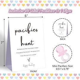 Pacifier Hunt Baby Shower Games,Rustic Baby Shower Games Gender Neutral,pacifiers for baby shower game,Gender Reveal Games,Baby Shower Decoration,1 Sign & 50 Mini Plastic Pacifiers-PH1