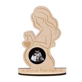 free-space Pregnant Mum Bump Photo Ultrasonic Sonogram Wooden Picture Frame Expectant Mother Photo Love at First Sight Display Keepsake (Mum)