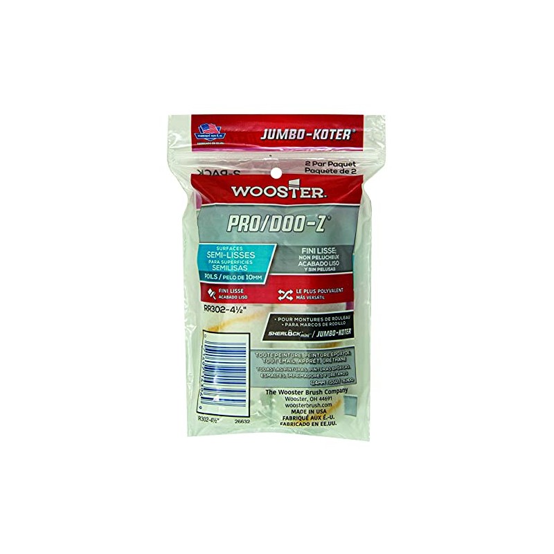 Wooster Brush RR302-4 1/2 RR302-4-1/2 Jumbo-Koter Pro/Doo-Z Roller 3/8-Inch Nap,