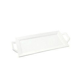 10 Strawberry Street Whittier Embossed 12" Rectangular Handled Platter, Set of 2, White