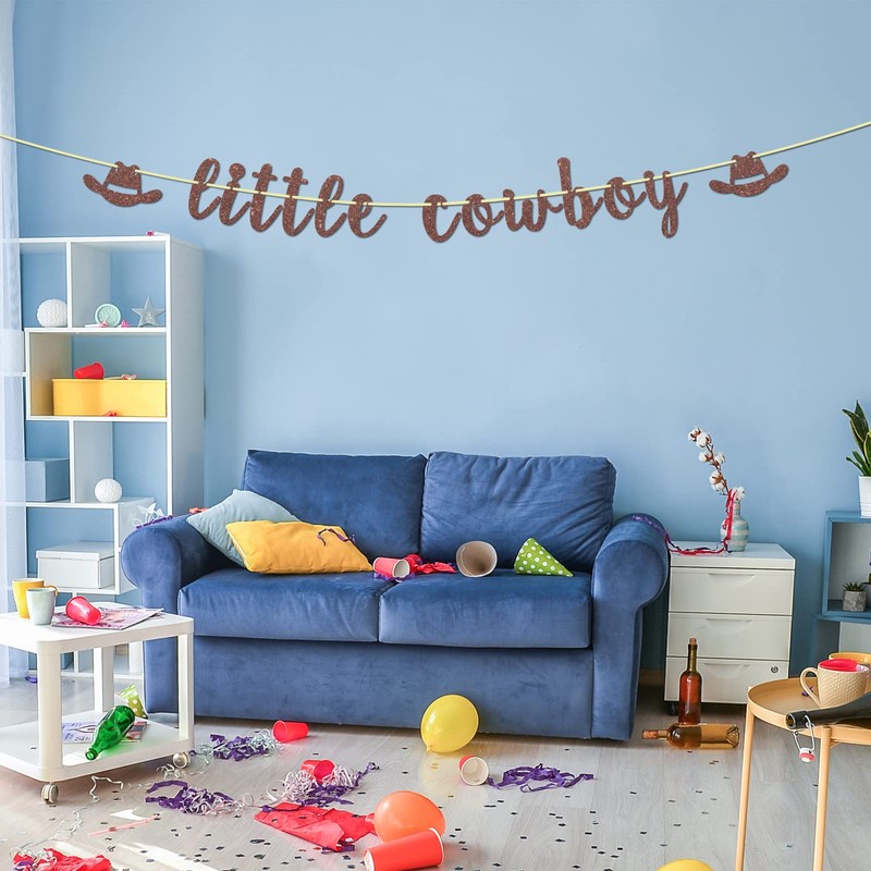 Lingtoolator Little Cowboy Banner - Western Cowboy Banner for Little