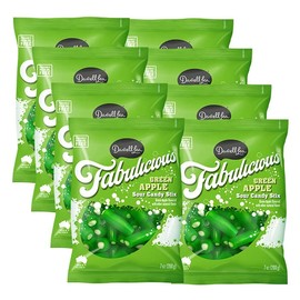 Darrell Lea Fabulicious Green Apple Sour Candy Stix, 7 Ounce (Pack of 8) | Soft and Tangy, No Artificial Flavors, Palm Oil Free, Made in Australia, Shareable