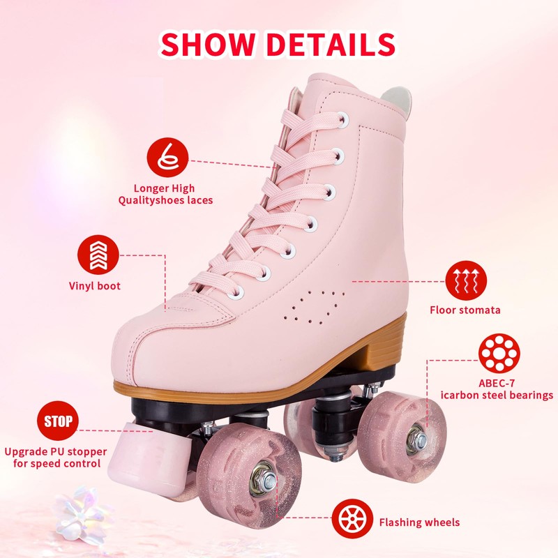 Silvertree Roller Skates for Women and Girls PU Leather High-top