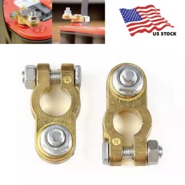 Unbranded 2x Universal Brass Battery Terminal Connectors Top Post Battery Terminals Clamp