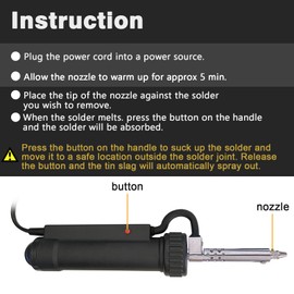 Electric Solder Sucker Vacuum,Automatic Desoldering Pump,Black Desoldering Tool For One-Handed Use And Reliable Suction,Designed for extended use Tin Removal Work Ac110v 30w Desoldering Gun for Home