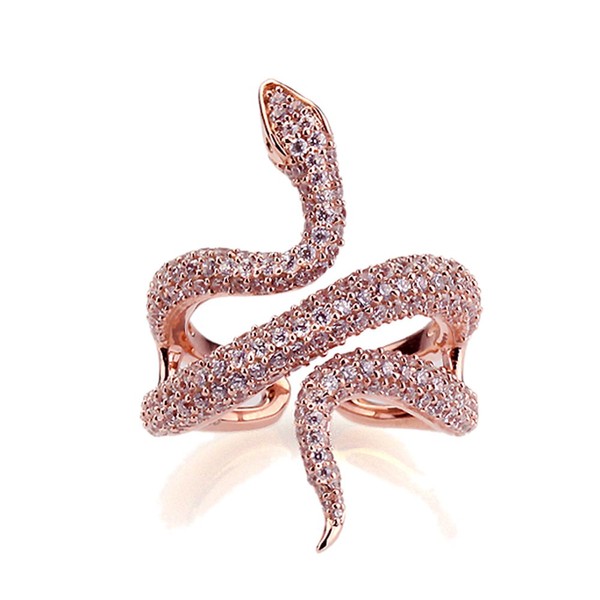 Sterling Silver Statement Ring 14K Gold Plated Healing Protection Snake
