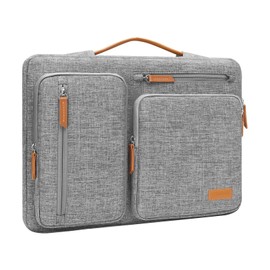 MOSISO 360 Protective Laptop Sleeve Compatible with MacBook Air 13 inch M3 M2 M1 2024-2018 / Pro 13 inch 2024-2016 / Surface Pro 9/8/7/6/X/5/4/3,Side Open Bag with 4 Zipper Pockets&Handle, Gray
