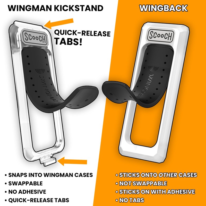 Scooch Wingman Case Replacement Kickstand - Quick Release Pop-Out, Carbon