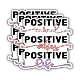 (3PCS) Positive Mind Positive Vibes Positive Life Stickers. Inspirational Quotes Sticker, Perfect for Decorating laptops, Water Bottles, Water, Phones, Tumblers, Size 3 x 3 Inch