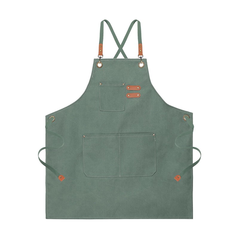 sourcing map Canvas Chef Aprons 75x68cm Adjustable Strap Waterproof Cross