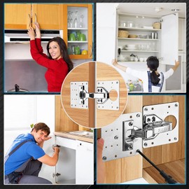 ZAKASEA 10 Piezas Placa de Reparación de Bisagras de Gabinete, kit de Placa de Reparación de Bisagras Accesorio de Reparación de Placa de Acero Inoxidable con Agujero y Tornillos, para Gabinete, Cajón