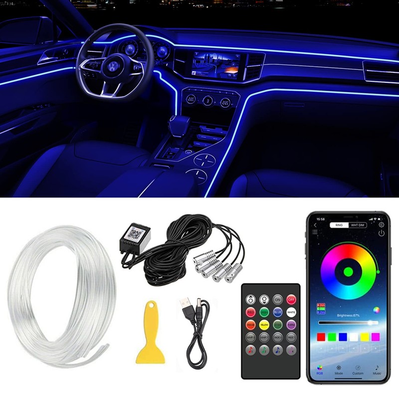 Car LED Interior Strip Lights, TEKSHINNY RGB Car Interior LED