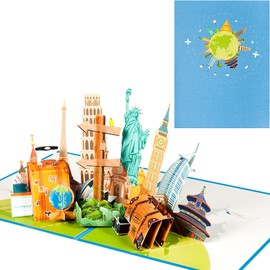 3D travel card, pop-up travel vouchers, travel souvenir card with envelope