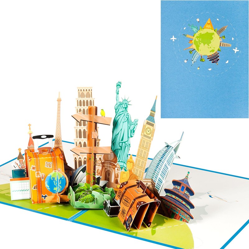 3D travel card, pop-up travel vouchers, travel souvenir card with