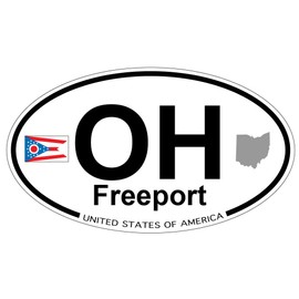 US Decal, Inc. Freeport, Ohio Oval Sticker with State Flag