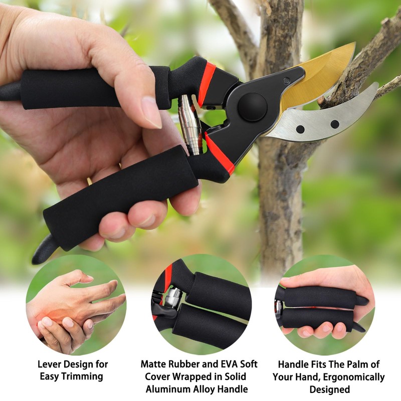 Kynup Pruning Shears 3 Pack Professional Pruner Set with Gardening