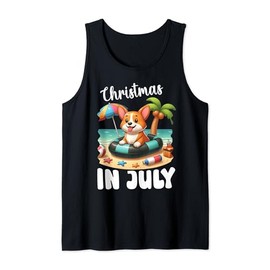 CORGI on Inflatable Boat Merry Christmas in July Day Lover Tank Top