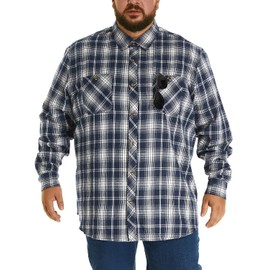 HOdo Big and Tall Mens Thin Flannel Shirt Lightweight Button Down Shirt Navy Square 3XL