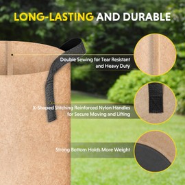 Simple Deluxe 6 Pack 5 Gallon Grow Bags, 300G Vegetable/Flower/Plant Fabric Pots with Handles, Heavy Duty Thickened Nonwoven Planting Bag with 6 Pcs Plant Labels