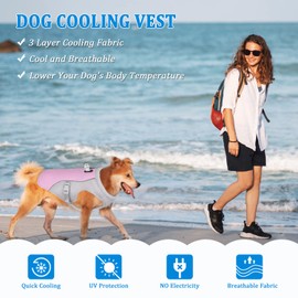 TVMALL Dog Cooling Vest Breathable Mesh Dog Jacket Summer Cool and Comfortable Dog Coat Adjustable With Reflective Strip Pet Clothes Suitable for Large Medium and Small Dogs (2XL, #New-Pink)