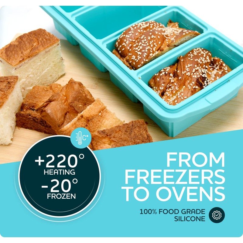 XOMOO Silicone Freezer Tray With Lid - Soup Freezer Container