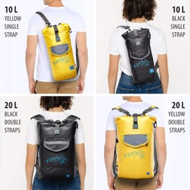 Mochila impermeable con correas y bolsillos, bolsa seca flotante para la playa, bolsa para kayak, barco o pesca, Amarillo, 10L