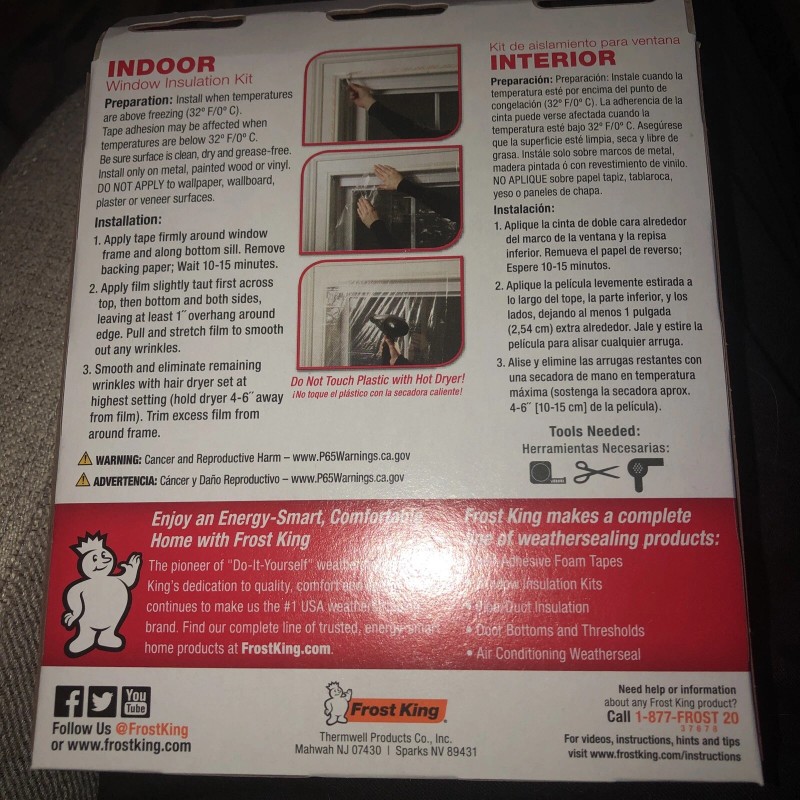 Frost King 4-PACK Interior Indoor Window Insulation Kit 42"X62"